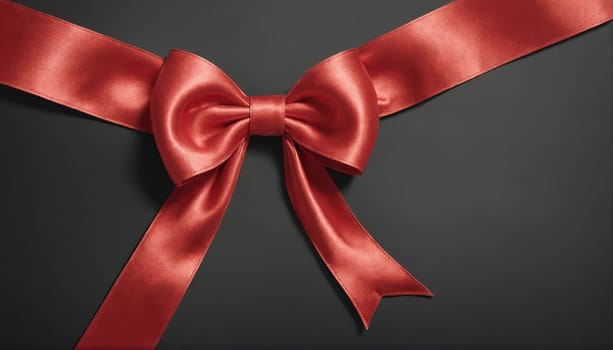 A red ribbon is tied in a bow, and the ends of the ribbon are hanging down the sides of the frame. The background is black.