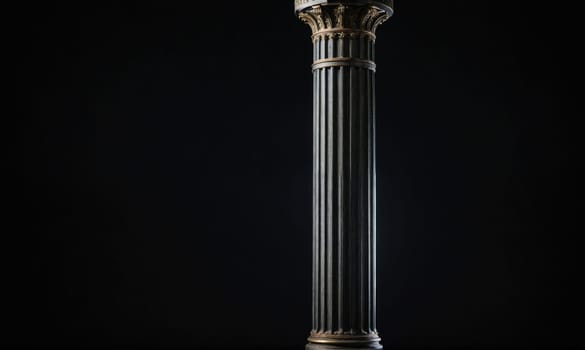 The image features a solitary, fluted pillar against a dark, seemingly endless background. The pillar is made of a smooth, gray material and has a decorative, ornate top.