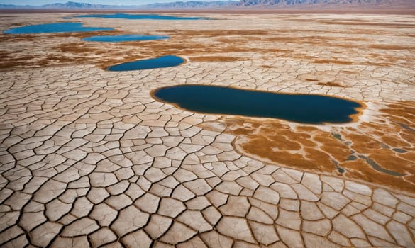 A dry, cracked landscape stretches out, revealing the stark reality of drought.