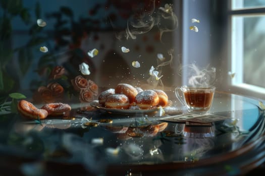 A charming scene with delicious pastries and aromatic coffee, perfect for a cozy, inviting atmosphere