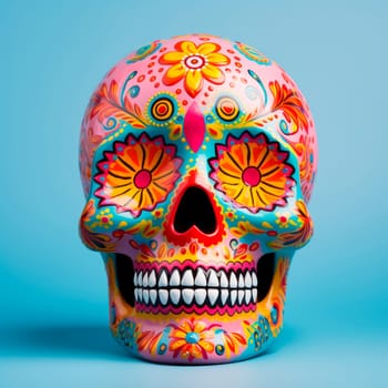 Sugar skull for the Day of the Dead on a bright background. Traditions. Mexico. Minimalism.