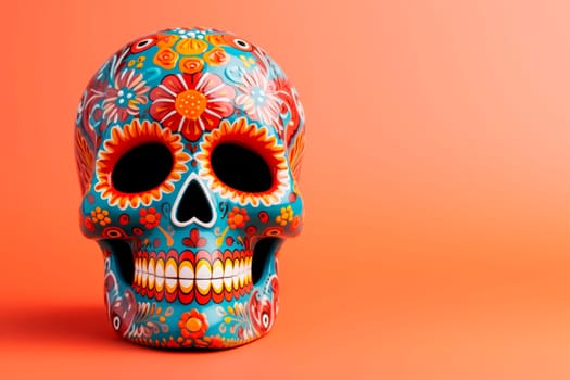 Sugar skull for the Day of the Dead on a bright background. Traditions. Mexico. Minimalism.