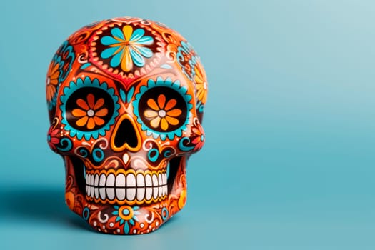 Sugar skull for the Day of the Dead on a bright background. Traditions. Mexico. Minimalism.