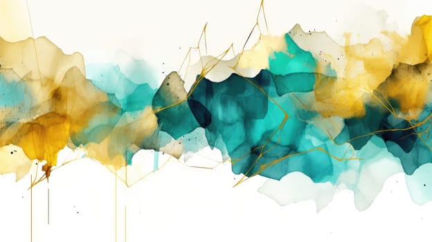 Abstract watercolor artwork mixed with buzzy geometric shapes for background of social media banner generative AI image