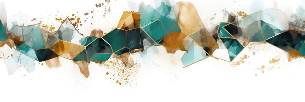 Abstract watercolor artwork mixed with buzzy geometric shapes for background of social media banner generative AI image