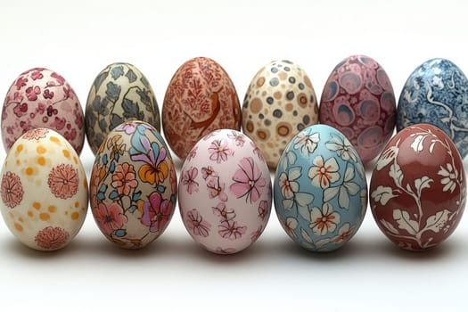 A vibrant and delightful collection of beautifully painted decorative Easter eggs showcasing colorful artistry