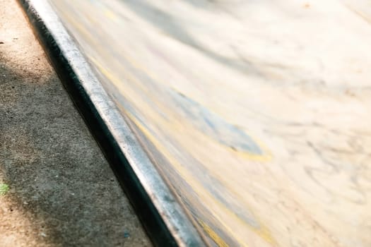 detail image of skateboard ramp in skatepark