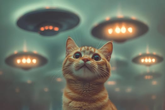 Alien encounter: a portrait capturing mystery of UFO sightings, extraterrestrial presence, unknown, highlighting humanity curiosity and intrigue with possible life beyond Earth.