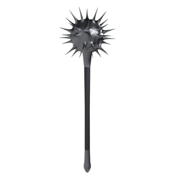 The spiked mace features a sturdy handle and a spherical head covered in sharp spikes.