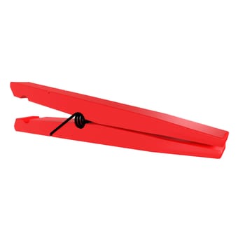 A bright red clothespin lies on its side, showcasing a simple design.