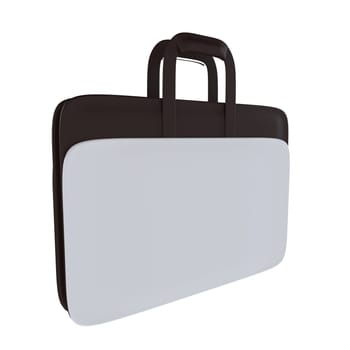 A sleek black and white briefcase is displayed, ideal for business and travel.