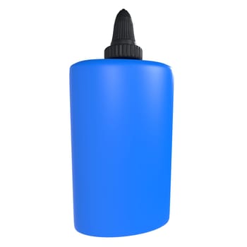 A vibrant blue squeeze bottle is placed on a wooden surface, ready for crafting.