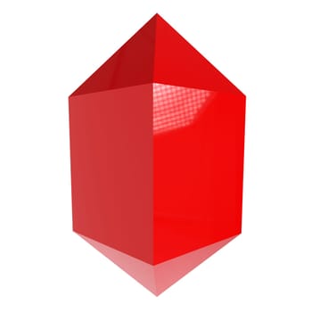 A bright red geometric solid stands out against a plain background, emphasizing its shape.