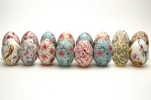 A delightful collection of beautifully decorated Easter eggs with intricate patterns and bright colors
