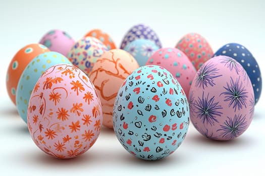 A vibrant assortment of beautifully patterned Easter eggs that are perfect for celebrating springtime festivities