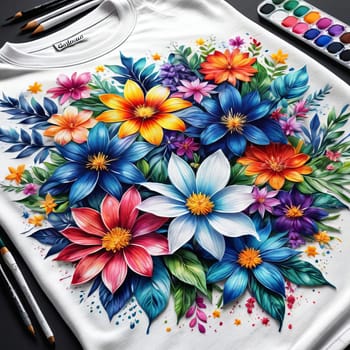 Stunning floral design featuring colorful blossoms, lush leaves. Pink white petals create captivating contrast. For project needing bold, dynamic visual with touch of nature, greeting card, background
