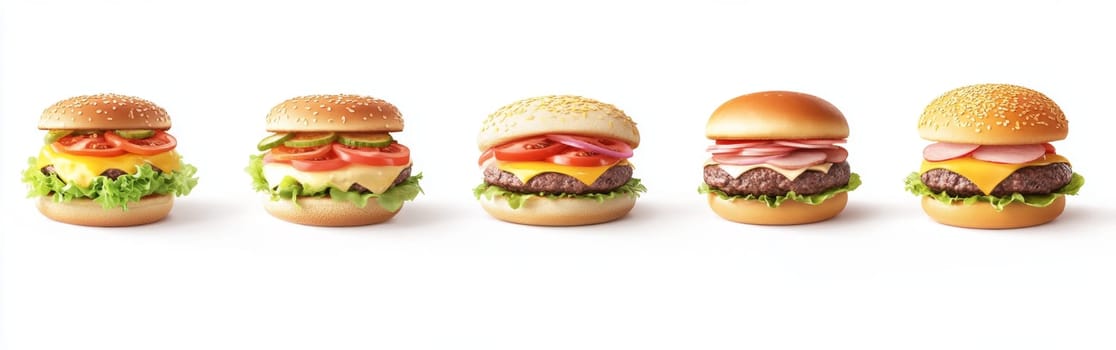 Hamburgers on a white background. High quality photo