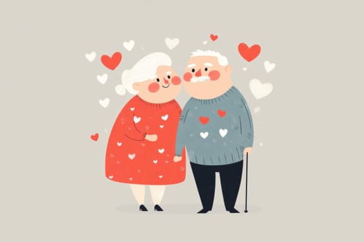 Image of an elderly married couple. Grandparents love each other. High quality photo