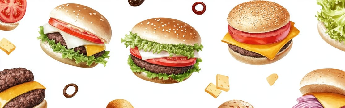 Hamburgers on a white background. High quality photo