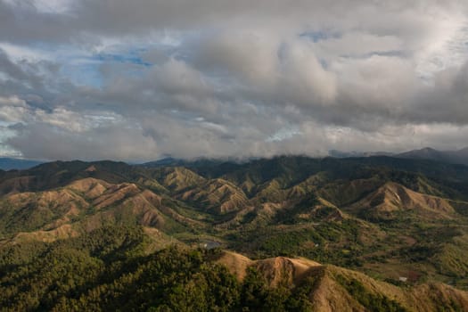 Top view of Mountain slopes with tropical vegetation. Philippines.