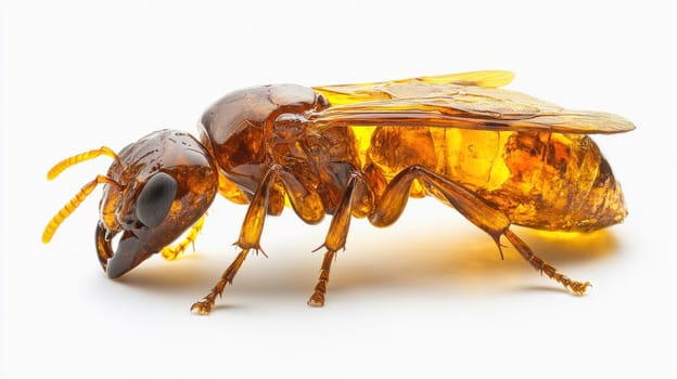 Fossilized ant preserved in amber, showcasing its delicate features and ancient history