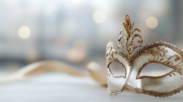 Enigma of celebration: carnival Venetian mask symbolizing secrecy, extravagance, crafted with exquisite detail, capturing spirit of centuries old traditions, mystique of masked revelers