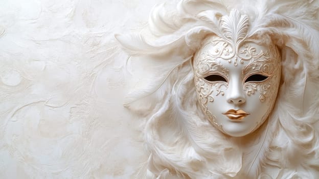 Enigma of celebration: carnival Venetian mask symbolizing secrecy, extravagance, crafted with exquisite detail, capturing spirit of centuries old traditions, mystique of masked revelers