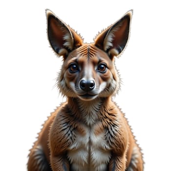 Kangaroo Portrait on White Isolated Background