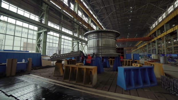 Tbilisi, Georgia - September 11, 2024: An industrial workshop showcasing essential machinery and modern manufacturing processes and techniques. Stock Clip