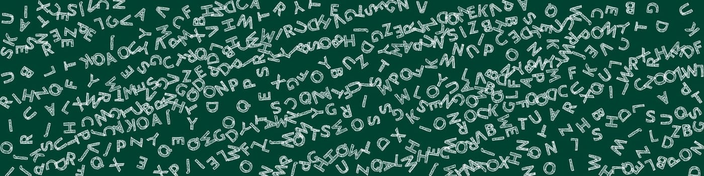 Flying latin letters. Colorful childish scattered charachters of English alphabet. Foreign languages study concept. Back to school banner .
