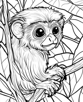 Coloring page for children, coloring page animal monkey