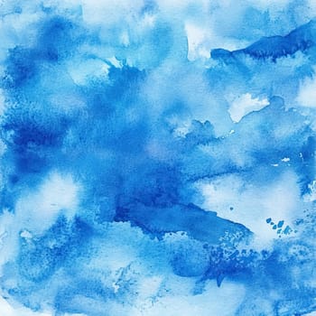 This artwork showcases an abstract watercolor composition with vibrant shades of blue blending harmoniously. The fluid design creates a soothing atmosphere perfect for any space.