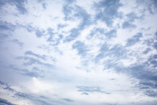 A beautifully tranquil evening sky is filled with soft, fluffy clouds, creating a perfect calming atmosphere