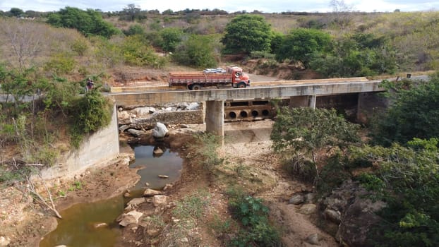 anage, bahia, brazil - june 26, 2024: view of a dry river in the rural area of ​​the city of Anage.