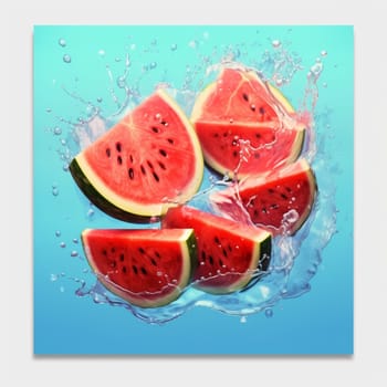 Slices of juicy ripe watermelon in water. High quality photo