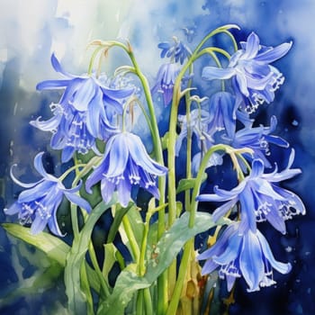 Stunning watercolor art featuring delicate purple blossoms against abstract background. Ideal for floral enthusiasts, creative designs, and projects needing a touch of elegance and natural beauty