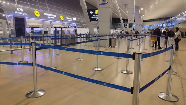 15 October 2024 Tel-Aviv Israel Ben Gurion airport Terminal 3, tourist lounge. High quality photo