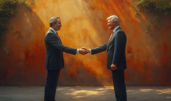 A formal handshake between two men. Selective focus.