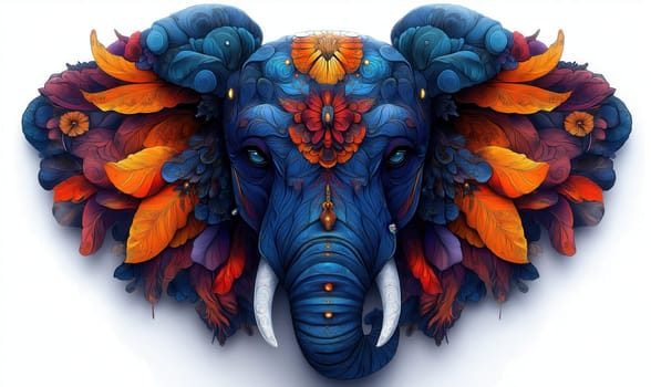 Multicolored elephant on a white background. Selective focus.