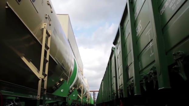 This video showcases captivating train scenes, featuring a variety of colorful train cars, a traveling cargo train, and scenic views