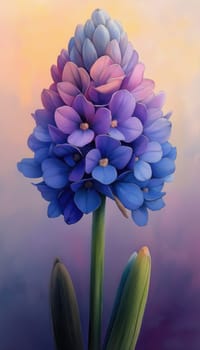 Watercolor, colorful hyacinth flower on a colored background. Selective focus.
