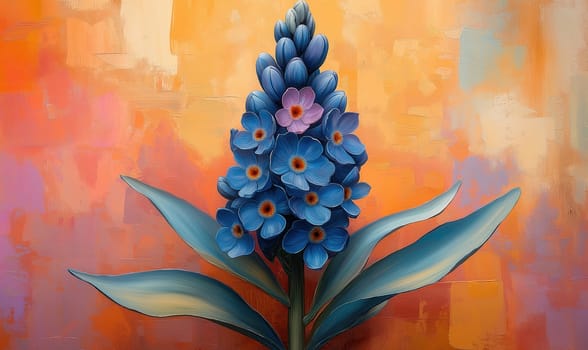 Watercolor, colorful hyacinth flower on a colored background. Selective focus.