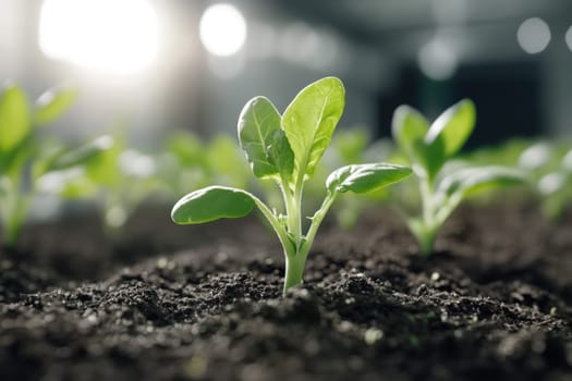 Fresh beginnings: green sprouts symbolizing growth, renewal, representing beauty of nature resilience, promise of new life as they emerge from the earth, vibrant, full of potential