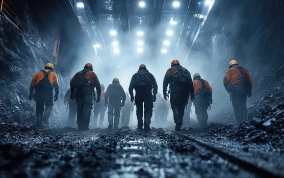 Strength in labor: a miner working deep underground navigating the rugged terrain with determination highlighting the resilience and dedication of individuals in the mining industry