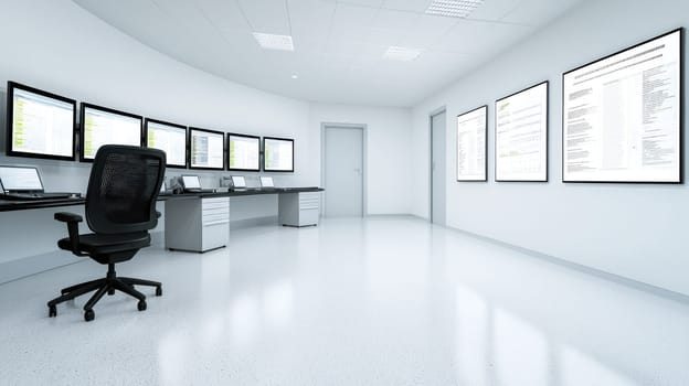 modern control room featuring multiple monitors and sleek design, ideal for monitoring processes.