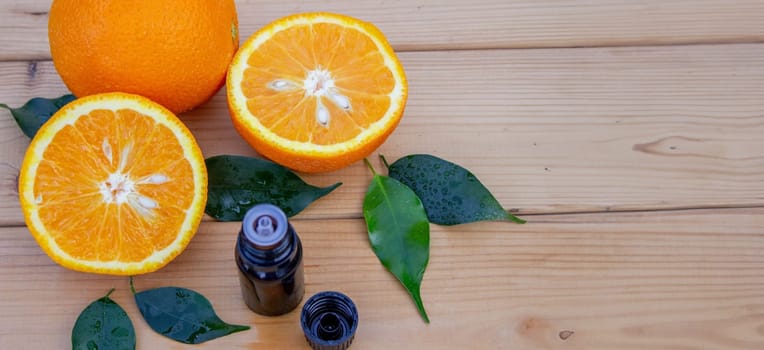 Essential extract of orange oil. Selective focus.