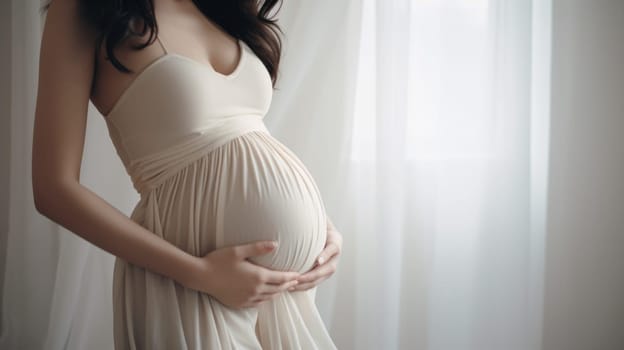 woman pregnant expecting maternity dress mom, ai