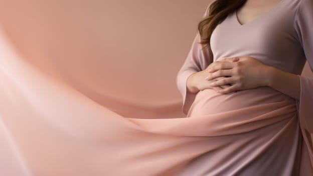 woman pregnant expecting maternity pink dress mom, ai