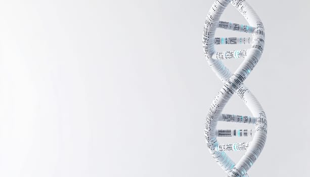 Glowing digital dna helix rotating, genetic engineering and gene manipulation concept