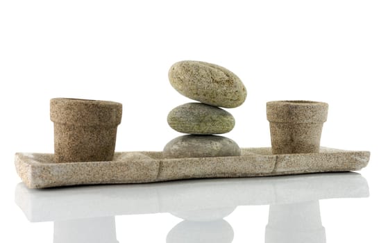 tower stack of stones in perfect balance isolated on white